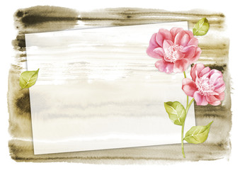watercolor illustration flowers in simple background