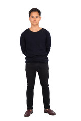 Fototapeta premium Handsome man doing different expressions in different sets of clothes: posing