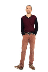 Fototapeta premium Handsome man doing different expressions in different sets of clothes: hands in pockets