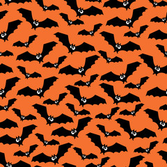 Halloween pattern with bats. Seamless halloween background. Happy Halloween concept illustration.