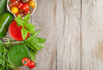 Fresh vegetable smoothie. Tomato and cucumber