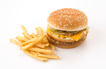 hamburgers on white background