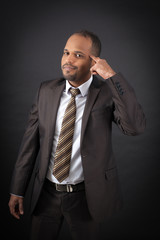 Handsome man doing different expressions in different sets of clothes: you are crazy