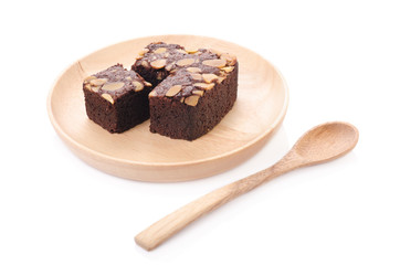 Brownies on wood plate