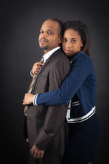 Handsome couple doing different expressions in different sets of clothes: love