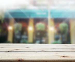 Table Top And Blur Building Background