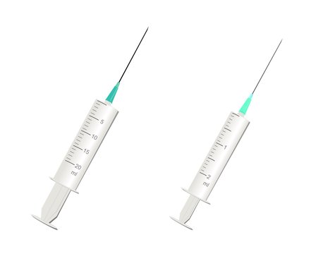 Two empty syringes isolated over white background