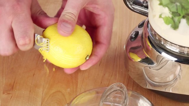 Lemon zest being grated