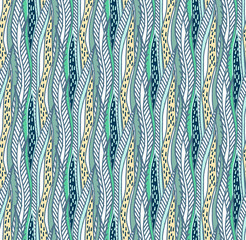 Vector abstract seaweed seamless pattern in turqoise color. © stock_santa
