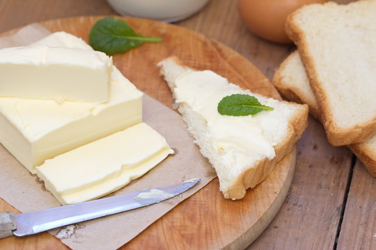 Butter, bread and dairy product