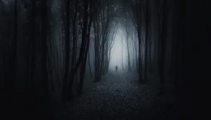Gordijnen man in het bos & 39 s nachts halloween scene © andreiuc88