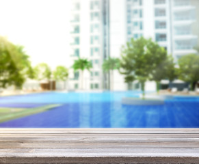 wood Table Top Background and Pool
