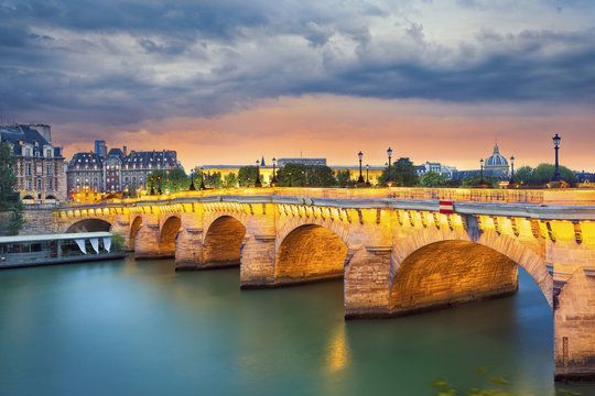 Paris. Image of the Pont Neuf, the oldest standing bridge across the river Seine in Paris, France.