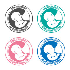 Breastfeeding coalition vector sign in various colors.