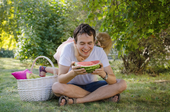 father and daughter laugh
