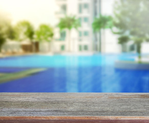 wood Table Top Background and Pool