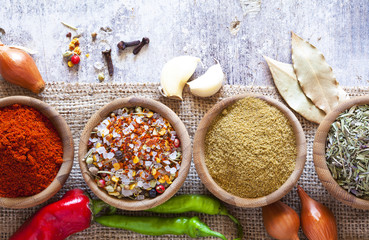 Assorted spices in bowl
