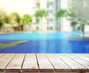 wood Table Top Background and Pool