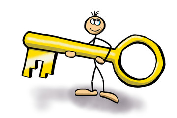 Strichman mit Schlüsselqualifikation