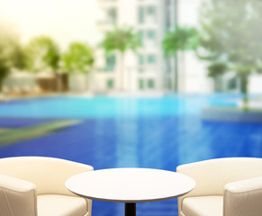 wood Table Top Background and Pool