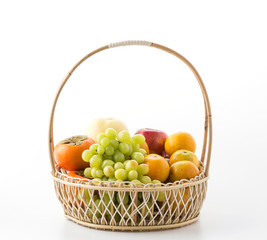 mix fruits on white background