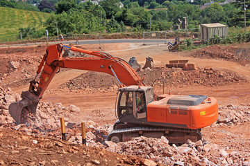 Digger on a construction site