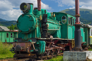 Fototapeta na wymiar Old steam powered railway train.