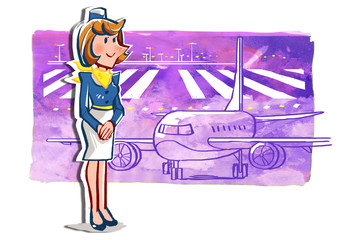 stewardess and preparing