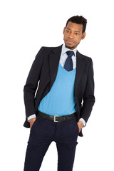 Fototapeta premium Handsome man doing different expressions in different sets of clothes: posing