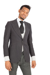 Handsome man doing different expressions in different sets of clothes: blinking