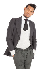 Handsome man doing different expressions in different sets of clothes: posing