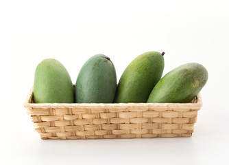 green mango on white background