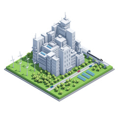 Smart City / Green City: Illustration low poly