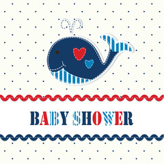 Fototapeta premium Baby shower with cute whale