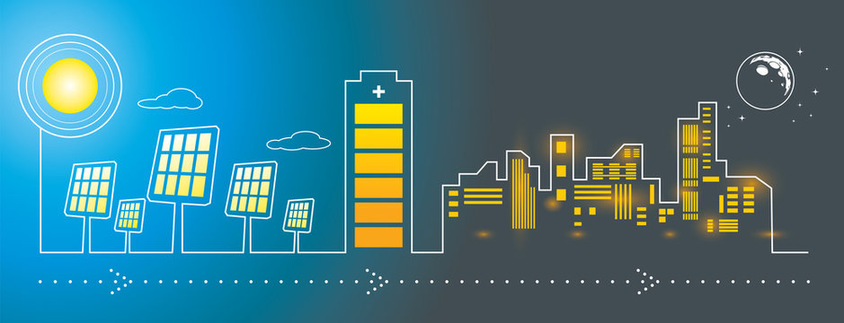 Solar panels city energy charging  