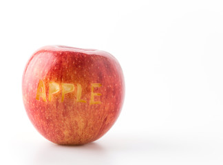 apple word on red apple