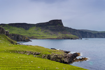 Mountains and ocean in Neist Point, isle of Skye, Scotland