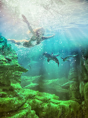 woman underwater in the sea