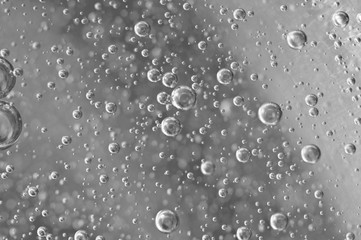 Black-and-white Macro Oxygen bubbles in water