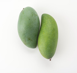 green mango on white background