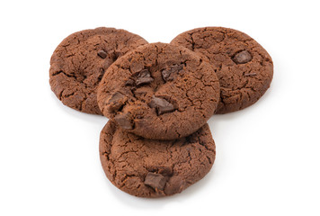 soft dark chocolate brownie cookies on white