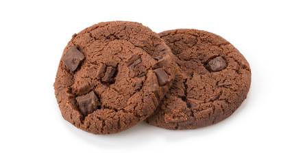 soft dark chocolate brownie cookies on white
