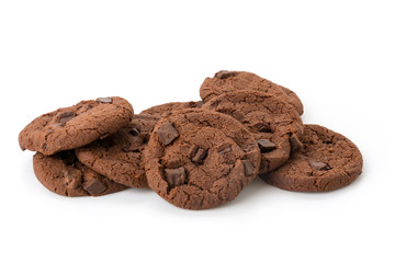soft dark chocolate brownie cookies on white