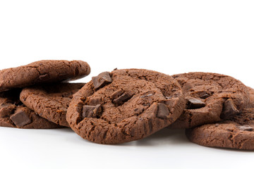 soft dark chocolate brownie cookies on white