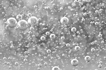 Black-and-white Macro Oxygen bubbles in water