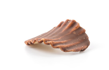 potato chip with chocolate on white