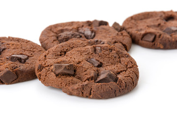 soft dark chocolate brownie cookies on white