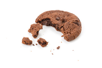 soft dark chocolate brownie cookies on white