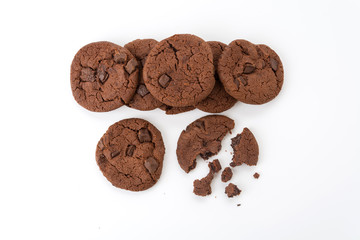 soft dark chocolate brownie cookies on white