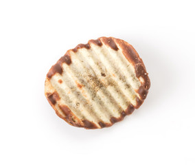 potato chip with chocolate on white